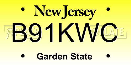 B91KWC New Jersey License Plate
