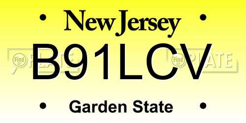 B91LCV New Jersey License Plate
