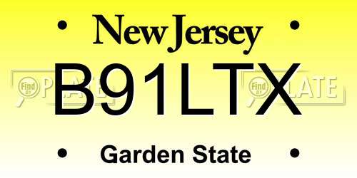 B91LTX New Jersey License Plate
