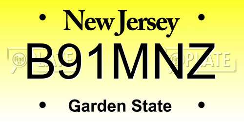 B91MNZ New Jersey License Plate