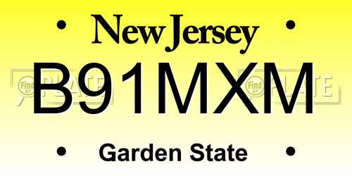 B91MXM New Jersey License Plate