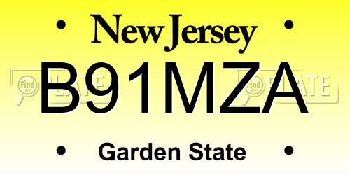B91MZA New Jersey License Plate