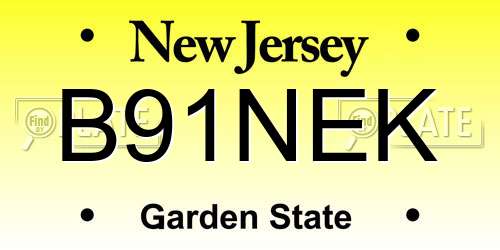 B91NEK New Jersey License Plate