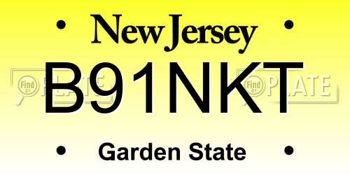 B91NKT New Jersey License Plate