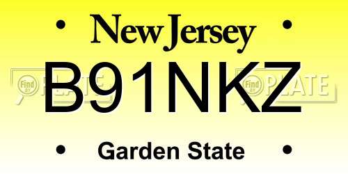 B91NKZ New Jersey License Plate