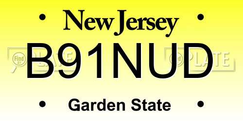 B91NUD New Jersey License Plate