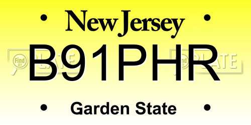 B91PHR New Jersey License Plate
