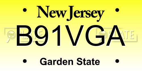 B91VGA New Jersey License Plate