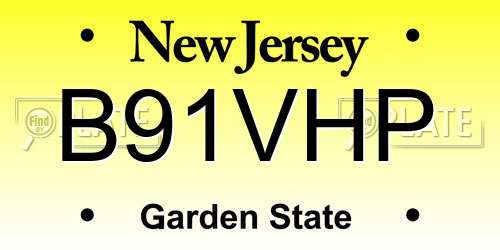 B91VHP New Jersey License Plate