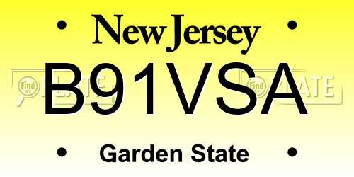 B91VSA New Jersey License Plate