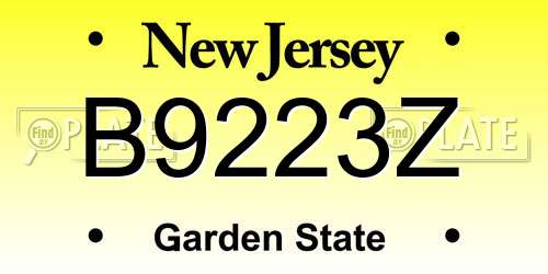 B9223Z New Jersey License Plate