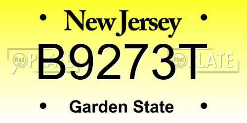 B9273T New Jersey License Plate