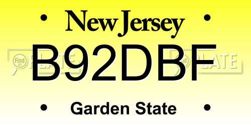 B92DBF New Jersey License Plate