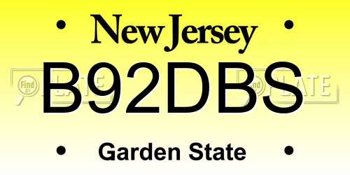 B92DBS New Jersey License Plate