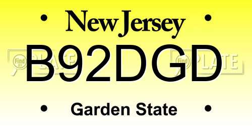 B92DGD New Jersey License Plate