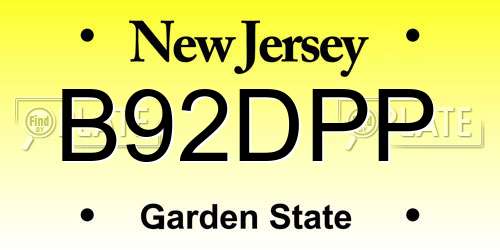 B92DPP New Jersey License Plate