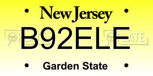 B92ELE New Jersey License Plate
