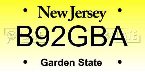 B92GBA New Jersey License Plate