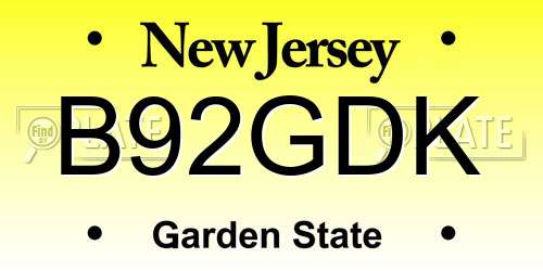 B92GDK New Jersey License Plate