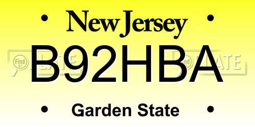 B92HBA New Jersey License Plate