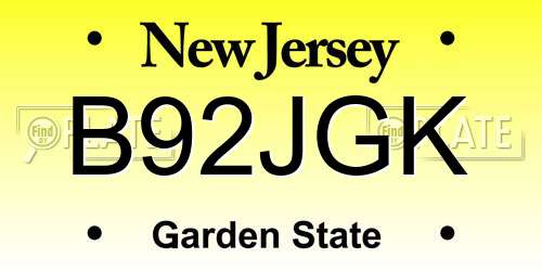 B92JGK New Jersey License Plate