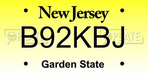 B92KBJ New Jersey License Plate