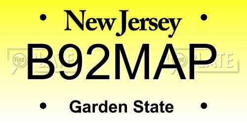 B92MAP New Jersey License Plate