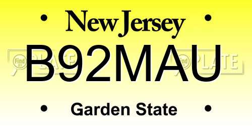 B92MAU New Jersey License Plate