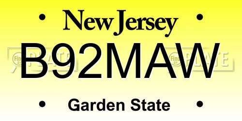 B92MAW New Jersey License Plate
