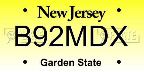 B92MDX New Jersey License Plate
