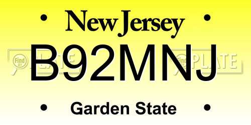 B92MNJ New Jersey License Plate