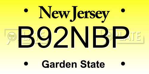 B92NBP New Jersey License Plate