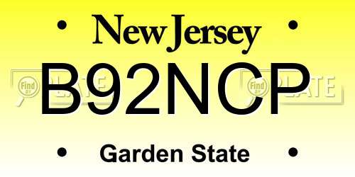 B92NCP New Jersey License Plate