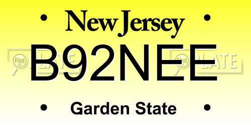 B92NEE New Jersey License Plate