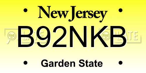 B92NKB New Jersey License Plate