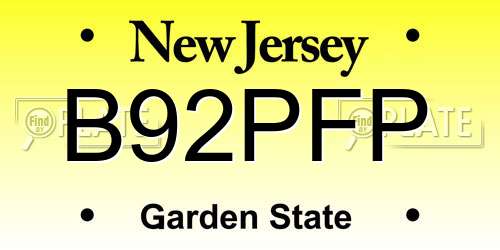 B92PFP New Jersey License Plate