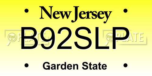 B92SLP New Jersey License Plate
