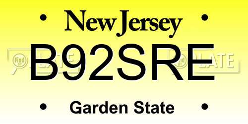 B92SRE New Jersey License Plate