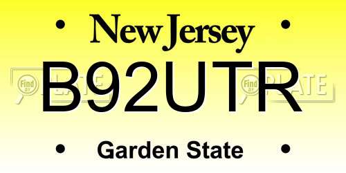 B92UTR New Jersey License Plate
