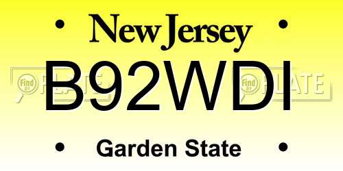 B92WDI New Jersey License Plate