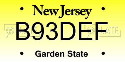 B93DEF New Jersey License Plate