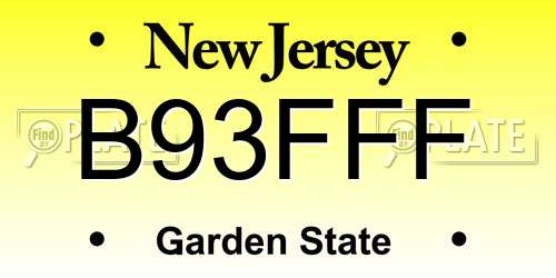 B93FFF New Jersey License Plate