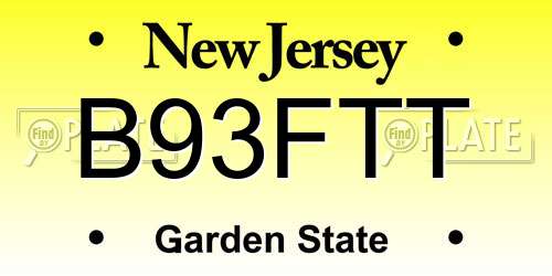 B93FTT New Jersey License Plate