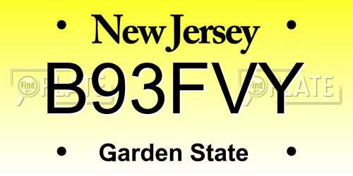 B93FVY New Jersey License Plate