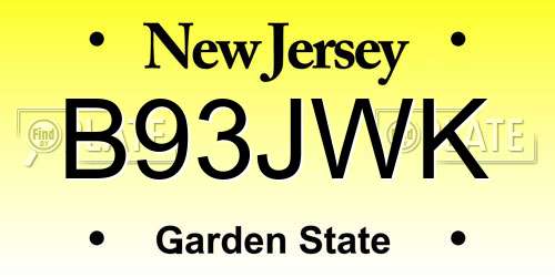 B93JWK New Jersey License Plate