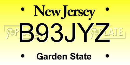 B93JYZ New Jersey License Plate