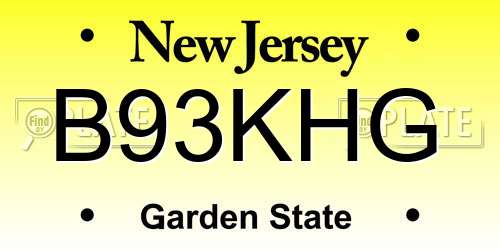 B93KHG New Jersey License Plate
