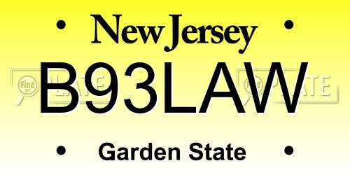 B93LAW New Jersey License Plate