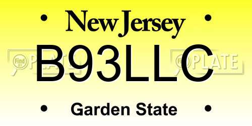 B93LLC New Jersey License Plate