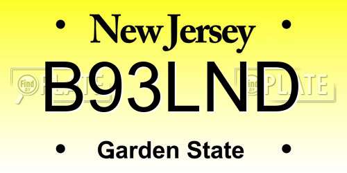 B93LND New Jersey License Plate